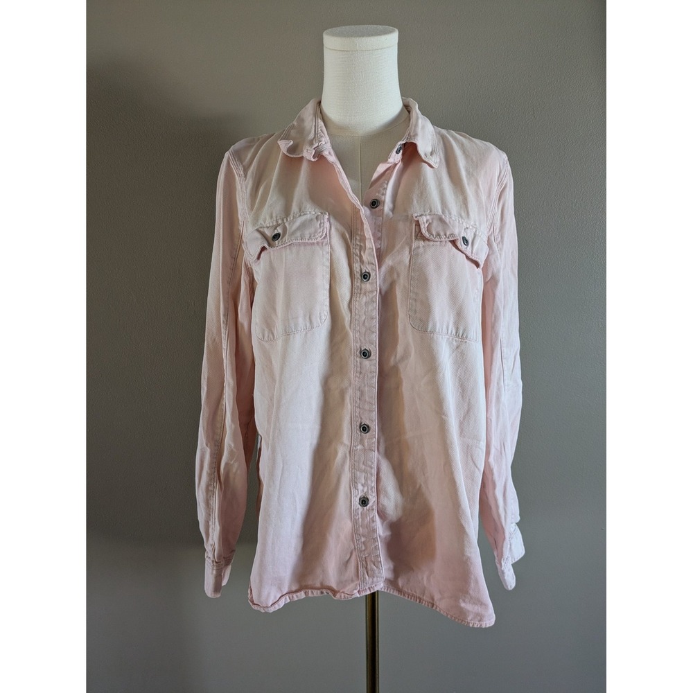 Madewell Pink Dip Dye Ombre Tomboy Work Shirt Button Down Denim Jean Top 47515